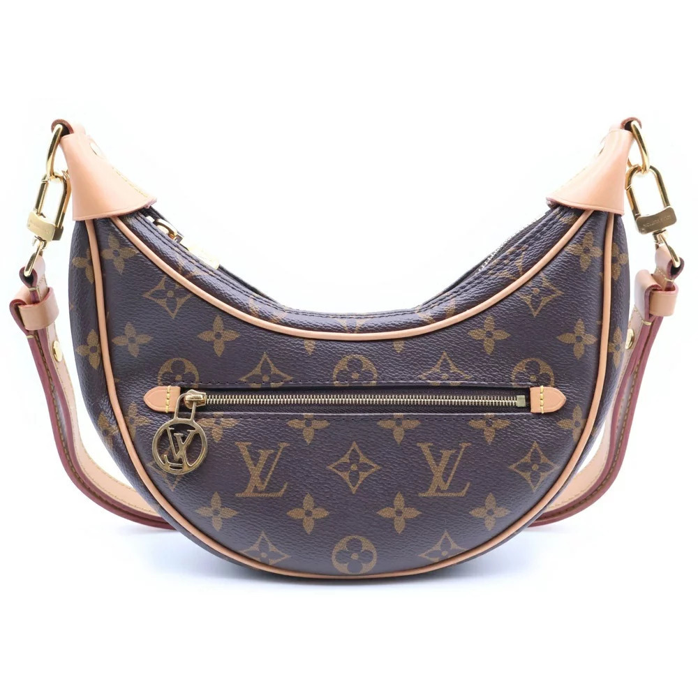 LOUIS VUITTON Monogram Loop Shoulder Bag Leather Brown